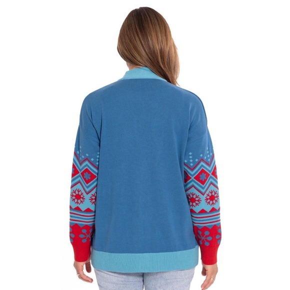 Frosty The snowman Sweater Cardigan Large Button Up Vneck - Picture 5 of 8